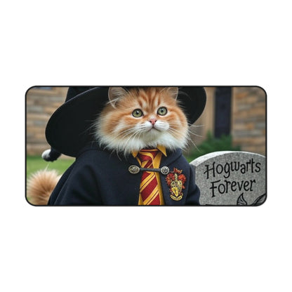 Magical Cat Desk Mat, Hogwarts Forever Mouse Pad, Office Decor for Cat Lovers, Unique Gift for Students, Gamer Accessories, Fun Home Office