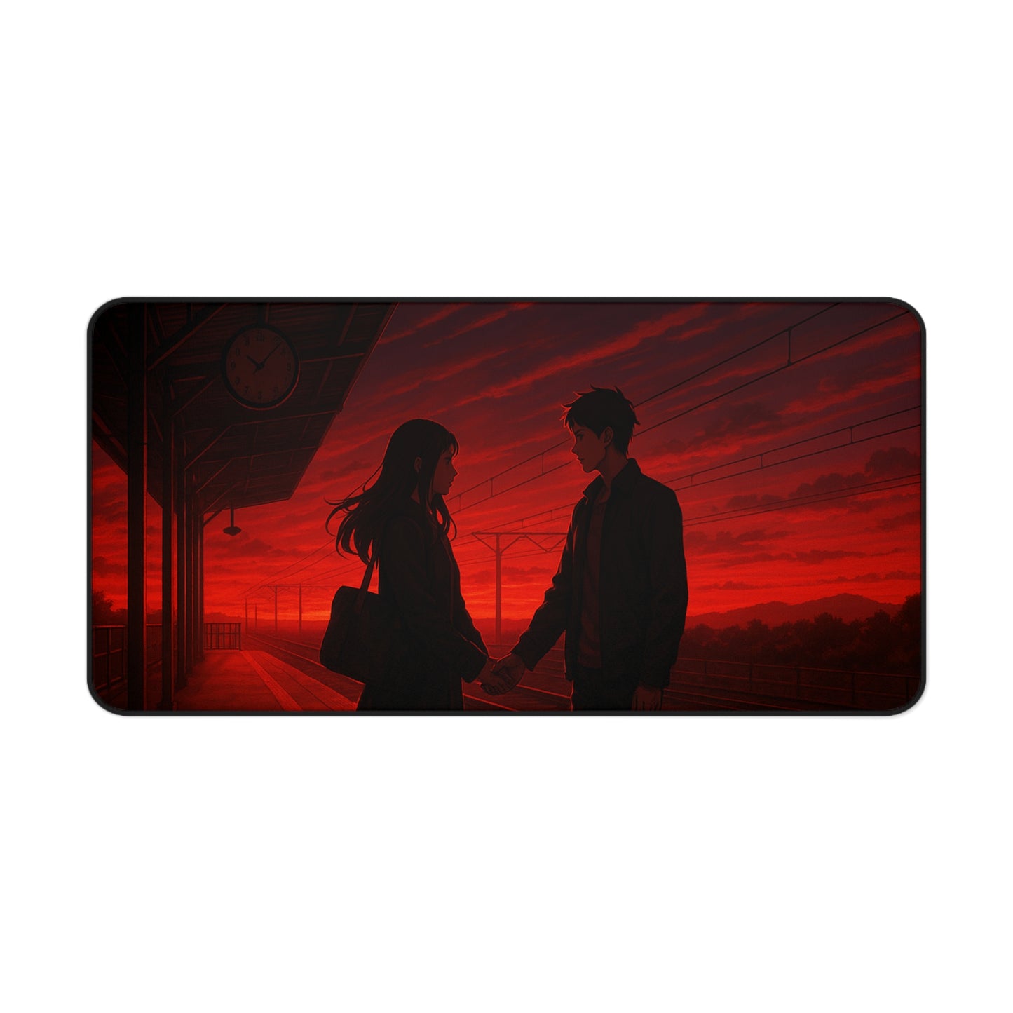 Anime Romantic Sunset Desk Mat, Perfect for Home Office, Gamer Setup, Gifts for Couples, Valentine's Day, Desk Accessories
